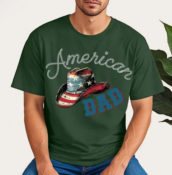 American Dad Shirt ? Patriotic Cowboy Hat USA Flag T-Shirt