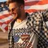 American Dad Tee, Father's Day Gift, 4th Of July Matching Shirt, American T-Shirt, Men 4th of July Shirt, Checkered Dad