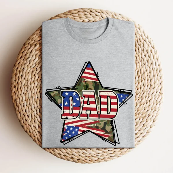American Flag Dad Tee, Star Dad T-Shirt, USA Flag Tshirt, USA Dad Shirt for 4of July, Independent Day, Father's Day, Big America