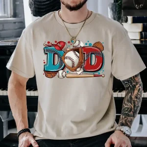 Baseball-Dad-Shirt-Baseball-Gifts-2.webp Dad Baseball Shirt ? Funny Sports Dad Tee with Glove, Bat & Ball ? Game Day Outfit