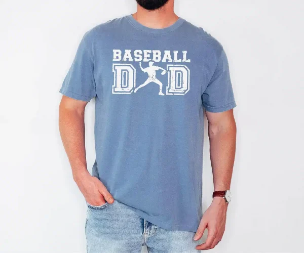 Baseball Dad Shirt with Pitcher Silhouette ? Vintage Sports Tee for Fathers