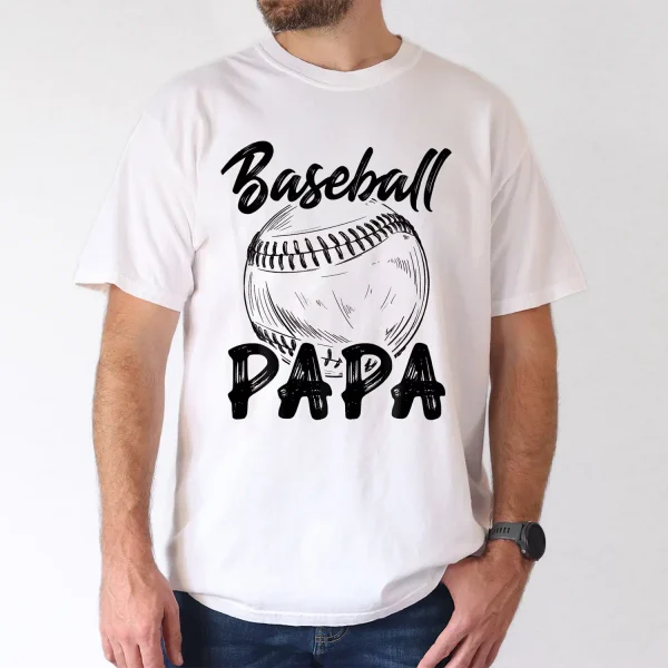 Baseball Papa T-Shirt - Casual, Relaxed Fit with Baseball Graphic, The Best Father's Day Gift