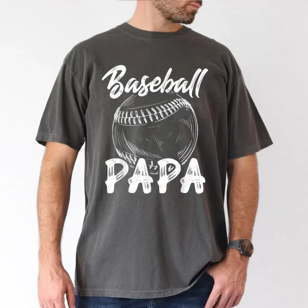 Baseball Papa T-Shirt - Casual, Relaxed Fit with Baseball Graphic, The Best Father's Day Gift