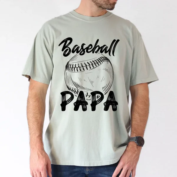 Baseball Papa T-Shirt - Casual, Relaxed Fit with Baseball Graphic, The Best Father's Day Gift