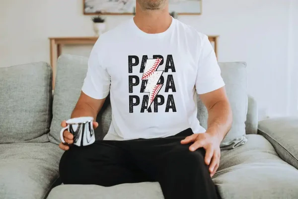 Retro Papa Baseball Shirt ? Lightning Bolt Graphic ? Father's Day Gift