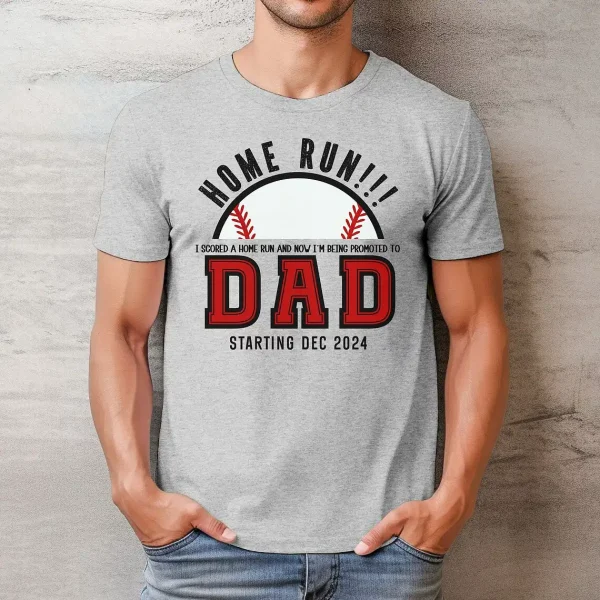 Home Run Dad Shirt ? Promoted to Dad Baseball T-Shirt ? New Dad Gift 2024