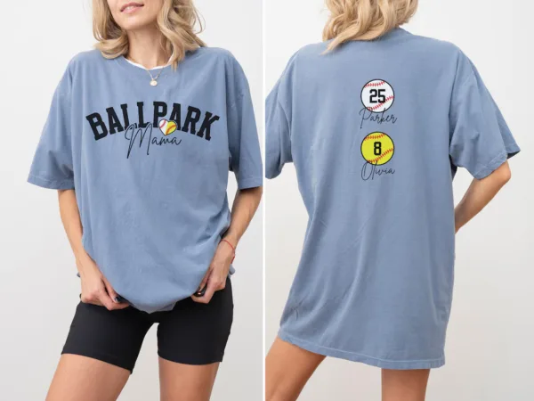 Baseball-Softball-Mom-Shirt-Softball-Baseball-Mom-Shirt-Ballpark-Mama-Shirt-Names-on-Back-Custom-Baseball-Mom-1.jpg Personalize Baseball Softball Mom Shirt, Ballpark Mama Shirt Names on Back Custom Baseball Mom T-shirt
