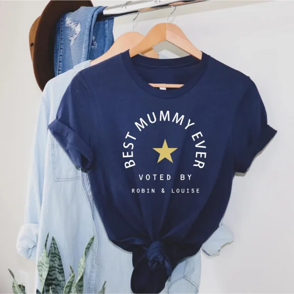 Best Mummy ever voted by add kids names - Custom mum T Shirt, Mothers Day Gift