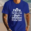 Best Papa Ever German Quote Men's T-Shirt - Casual Polyester Short Sleeve Crew Neck, Summer Top with Hat & Mustache Illustration, Machine Washable