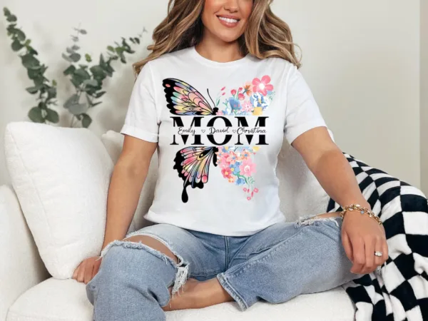 Butterfly-Mom-Shirt-Floral-Mama-Tee-Mothers-Day-T-shirt-Mom-Shirt-2.jpg Personalized Butterfly Mom Shirt, Floral Mama Tee, Mothers Day T-shirt, Mama Shirt