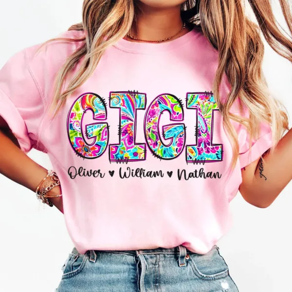 Custom Grandma, Floral Boho Mommy, Personalized Gigi, Floral Mama T-Shirt - The Best Mother's Day Gift