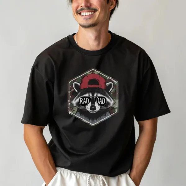 Camo Dad Shirt, Cool & Funny T-Shirt for Rad Dads, Perfect Father's Day Gift with Raccoon Design