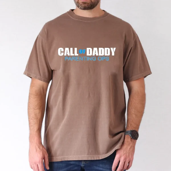 Casual-Polyester-Short-Sleeve-T-Shirt-with-Bold-Letter-Print-Machine-Washable-All-Season-Wear-1.webp Call of Daddy Parenting OPS Tee T-Shirt, The Best Father's Day Gift