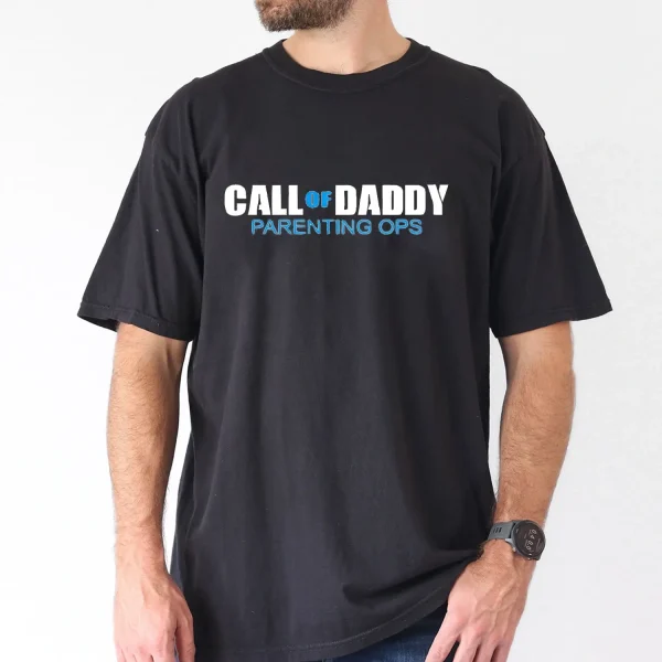 Casual-Polyester-Short-Sleeve-T-Shirt-with-Bold-Letter-Print-Machine-Washable-All-Season-Wear-4.webp Call of Daddy Parenting OPS Tee T-Shirt, The Best Father's Day Gift