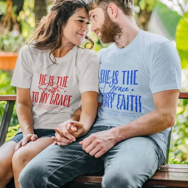 Christian Couple T-shirt, Matching T-shirts for Him & Her, Cozy Couples Apparel, Gift for Christian Partners, Gospel Shirt