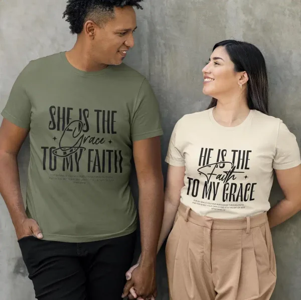 Christian Couple T-shirt, Matching T-shirts for Him & Her, Cozy Couples Apparel, Gift for Christian Partners, Gospel Shirt