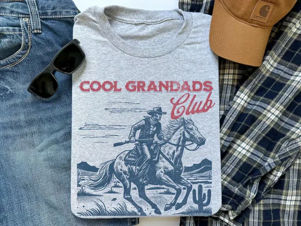Cool Grandads Club Shirt, Cowboy T-Shirt, Funny Granddad Shirt, Gift for Grandpa, Father's Day Gift, GrandDaddy Gift, Grandfather to Be Gift