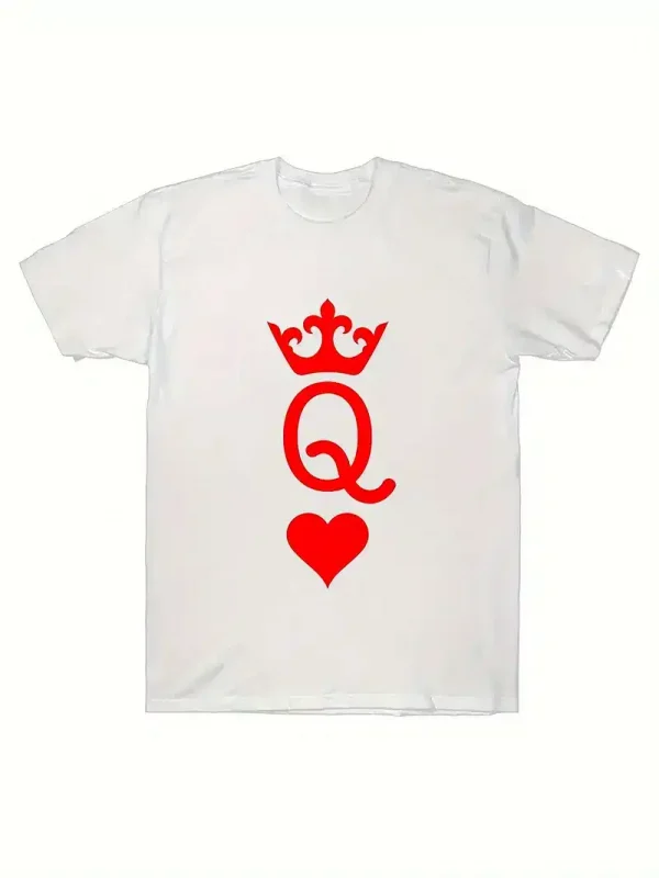 Couple Front Print T-shirt Graphic Tee Summer Casual Tee Streetwear Top For Boyfriend Girlfriend, The Best Family Holiday Gift
