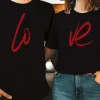 Couple Matching T-Shirt With Love Print Design For Summer, Father's Day T-Shirt, The Best Family Matching Gift