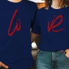 Couple Matching T-Shirt With Love Print Design For Summer, Father's Day T-Shirt, The Best Family Matching Gift