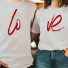 Couple Matching T-Shirt With Love Print Design For Summer, Father's Day T-Shirt, The Best Family Matching Gift