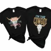 Cowboy Shirts, Couples T-Shirt, His and Hers, Matching Shirts, Couple Shirt, Matching T shirts for Couples, Wedding Gift, Engagement Shirts