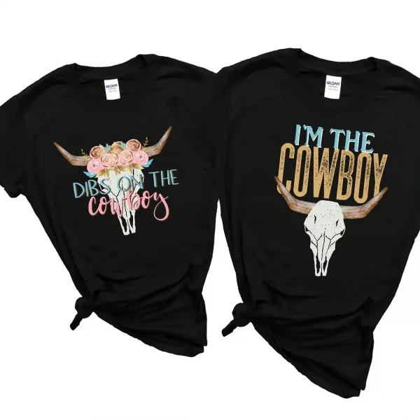 Cowboy Shirts, Couples T-Shirt, His and Hers, Matching Shirts, Couple Shirt, Matching T shirts for Couples, Wedding Gift, Engagement Shirts