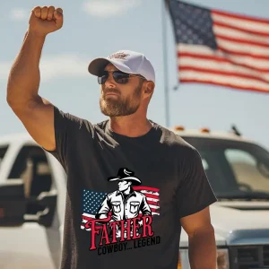 Cowboy-Fathers-Day-1.webp Cowboy Father's Day T-shirt ? Western Theme Gift for Dads ? 4th of July USA Shirt ? Father's Day Gift for Men