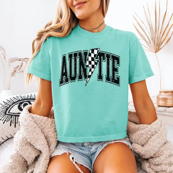 Auntie T-Shirt With Flash, Cute Auntie Shirts, Gift for Aunt, Pregnancy Reveal to Aunt Cool Aunt Club