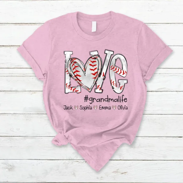 Custom Baseball Grandma T-Shirt, Personalized Baseball Grandma Tee Shirt, Baseball Mimi Shirt With Kid Names, Gift for Lover Baseball