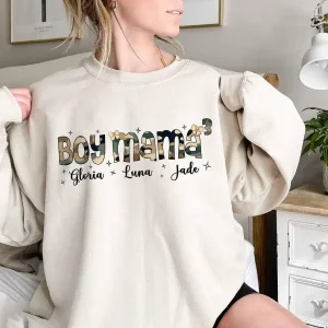 Custom Boy Mama Camo, Camo Coquette Bow Sweatshirt, Boy Mom Name Kids Crewneck, The Best Mother's Day Gift