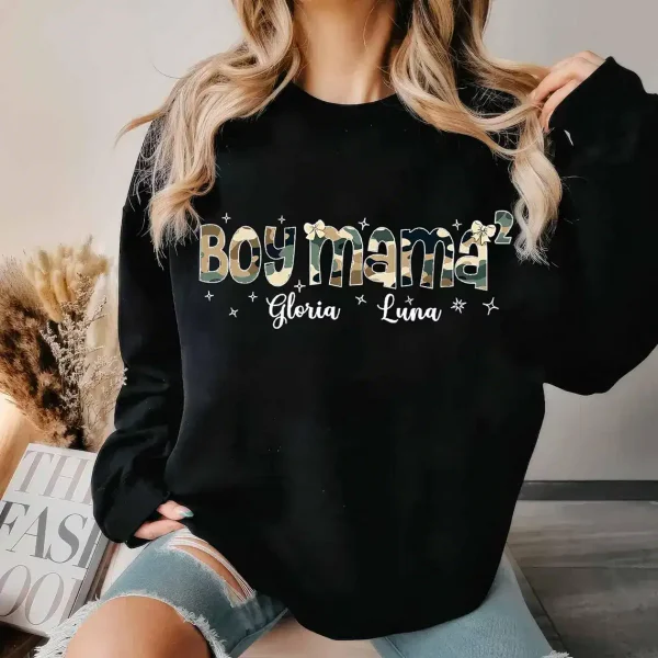 Custom-Boy-Mama-Camo-3.webp Custom Boy Mama Camo, Camo Coquette Bow Sweatshirt, Boy Mom Name Kids Crewneck, The Best Mother's Day Gift