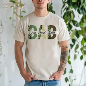 Custom-Dad-1.webp Custom Dad Shirt with Kids' Names, Camo Print Personalized Father's Day Gift, Hunting Shirt for Dad, The Best Father's Day Gift