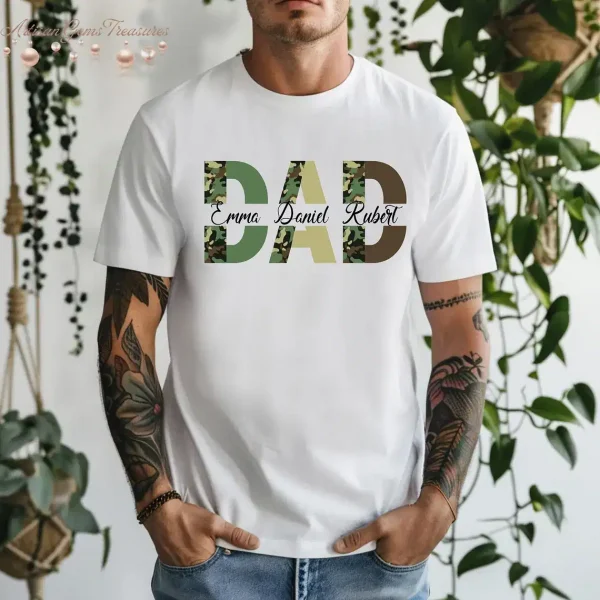 Custom-Dad-2.webp Custom Dad Shirt with Kids' Names, Camo Print Personalized Father's Day Gift, Hunting Shirt for Dad, The Best Father's Day Gift