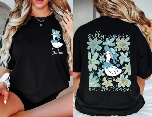 Custom Floral Goose Shirt, Mama Goose, Silly Goose On The Loose, Funny Cowgirl, Western Graphic Spring Floral T-Shirt ? The Best Mother 's Day Gift