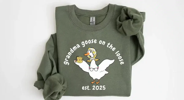 Custom Grandma Goose On The Loose Sweatshirt, Cute Grandma , Funny Goose Gift, New Grandma Crewneck, Mothers Day Gift, Funny Grandma, Gigi Sweater
