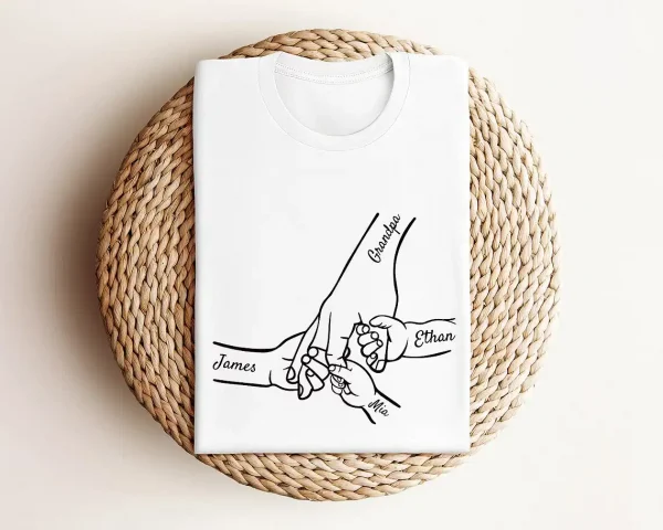 Custom Grandpa and Kids Hand With Names T-Shirt, Funny Granddad Shirt, Gift for Grandpa, Father's Day Gift, Grandpa Gift, Grandfather to Be Gift