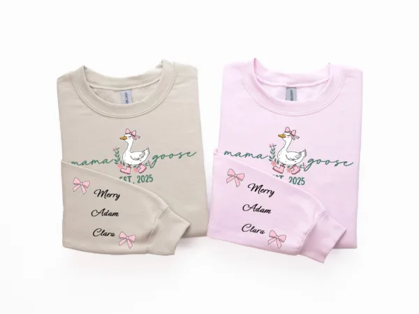 Custom-Mama-Goose-SweatPersonalized-Est-Goose-Mama-ShirtMothers-Day-ShirtMom-Kids-Name-On-SleeveBirthday-Gift-for-Mom-2-scaled-1.jpg Custom Mama Goose Sweat, Personalized Est Goose Mama and Name Kids on Sleeve, Mother's Day, Birthday Gift for Mama