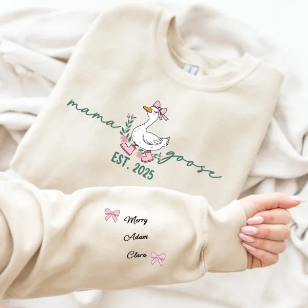 Custom-Mama-Goose-SweatPersonalized-Est-Goose-Mama-ShirtMothers-Day-ShirtMom-Kids-Name-On-SleeveBirthday-Gift-for-Mom-4-scaled-1.jpg Custom Mama Goose Sweat, Personalized Est Goose Mama and Name Kids on Sleeve, Mother's Day, Birthday Gift for Mama