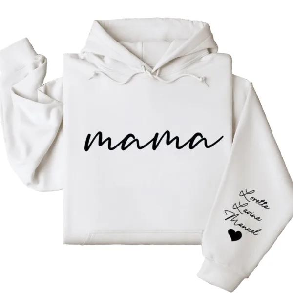 Custom Mama Hoodie with Kids Name on Sleeve, Personalized Mom Hoodie, Minimalist Momma, Mothers Day Gift for Mom
