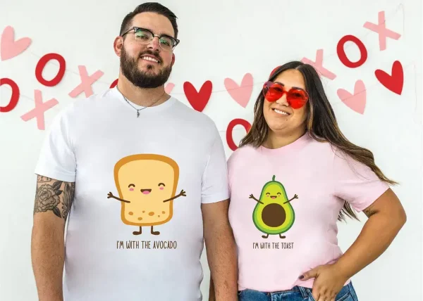 Custom-Matching-1.webp Custom Matching Couple Tee, Funny Shirts Long Sleeve Tee, Avocado And Toast Matching Couple