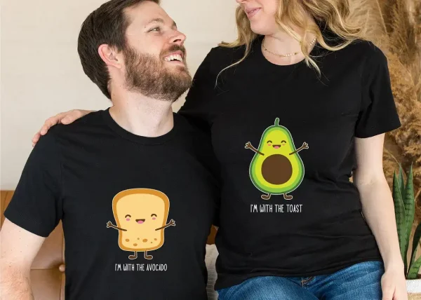 Custom-Matching-2.webp Custom Matching Couple Tee, Funny Shirts Long Sleeve Tee, Avocado And Toast Matching Couple