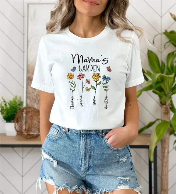 Custom Mothers Day Shirt, Personalized Mom Gift, Mothers Day Gift, Mama's Garden T-Shirt