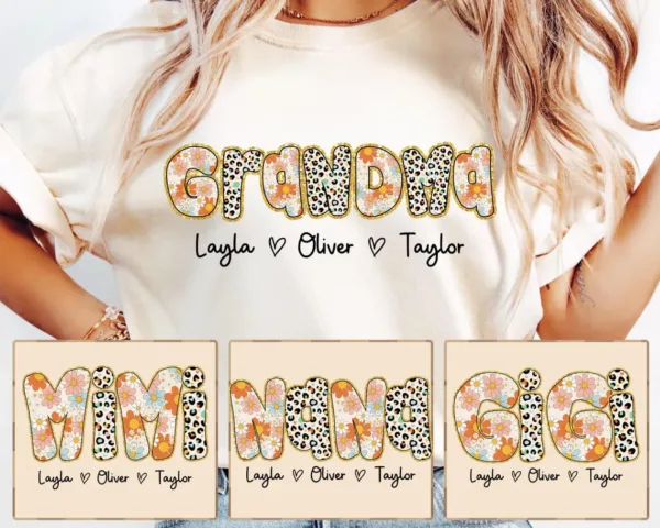Custom Name Grandma Nini Mimi Nana, Mama Varsity, Family Shirt Matching - The Best Mother's Day Gift