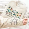 Custom Sweatshirt for Mom, Christmas Gift for Mom, I Wear My Heart On My Sleeve, Mom Sweatshirt with kids Name on Sleeve, Gift for Her