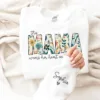 Custom Sweatshirt for Mama, Christmas Gift for Mama, I Wear My Heart On My Sleeve, Mama Sweatshirt with Kids Name on Sleeve