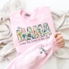 Custom Sweatshirt for Mama, Christmas Gift for Mama, I Wear My Heart On My Sleeve, Mama Sweatshirt with Kids Name on Sleeve