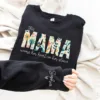 Custom Sweatshirt for Mama, Christmas Gift for Mama, I Wear My Heart On My Sleeve, Mama Sweatshirt with Kids Name on Sleeve