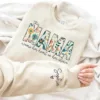 Custom Sweatshirt for Mama, Christmas Gift for Mama, I Wear My Heart On My Sleeve, Mama Sweatshirt with Kids Name on Sleeve
