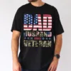 Dad-Husband-And-Veteran-Shirt-3.jpg Dad Husband And Veteran T-Shirt, Veteran Dad Tee, Dad 4th Of July Shirt, Vintage American Flag, Fathers Day Shirt, Best Dad